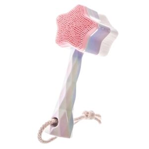White Pink Star Shaped Face Wash Pore Cleanser 2 Sided Exfoliator Handled Brush